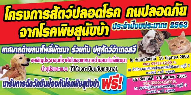 โครงารฉีดวัคซีน หมา แมว ประจำปี 2563
